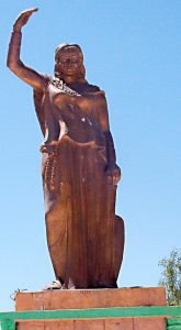 A statue of Kahina, a seventh century Berber warrior who fought back the Arab invasion of Algeria